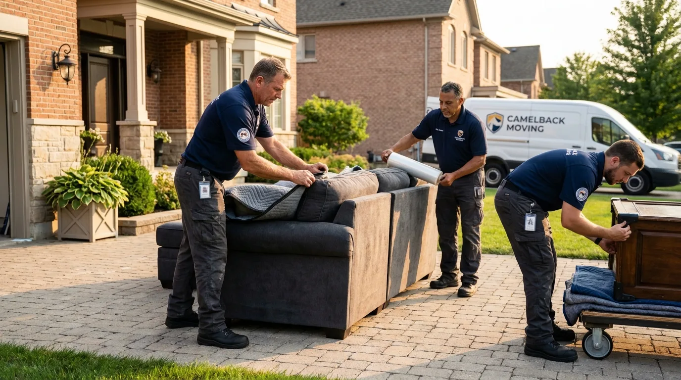 Large estate moving crew wrapping furniture in Georgetown, IN